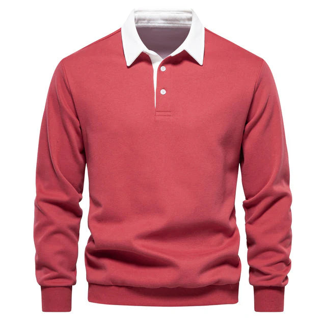 Polo sweatshirt met kraag en lange mouwen voor heren