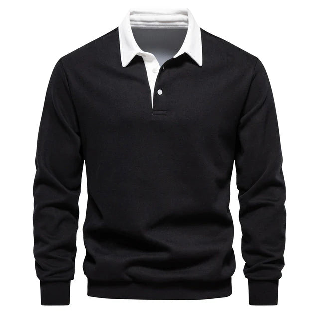 Polo sweatshirt met kraag en lange mouwen voor heren