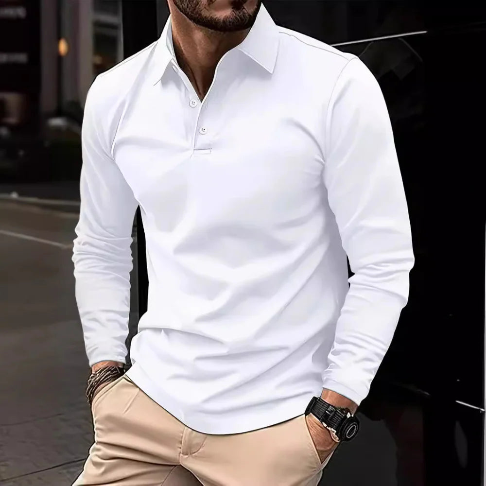 Poloshirt met knoopsluiting en lange mouwen voor heren