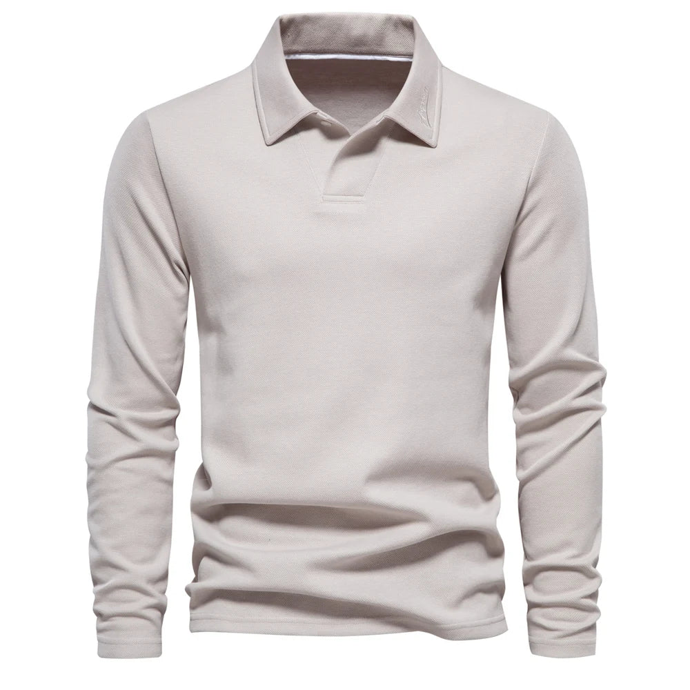 Poloshirt met lange mouwen en klassieke kraag voor heren
