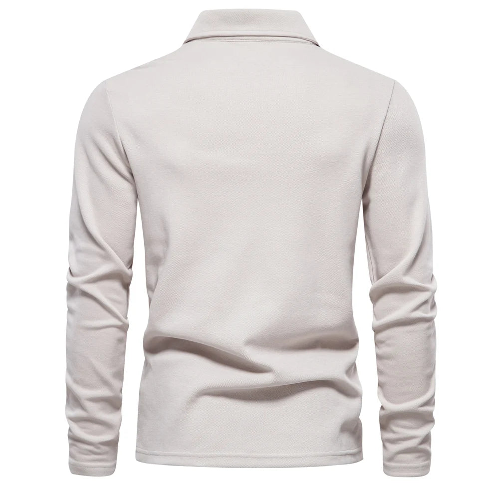 Poloshirt met lange mouwen en klassieke kraag voor heren