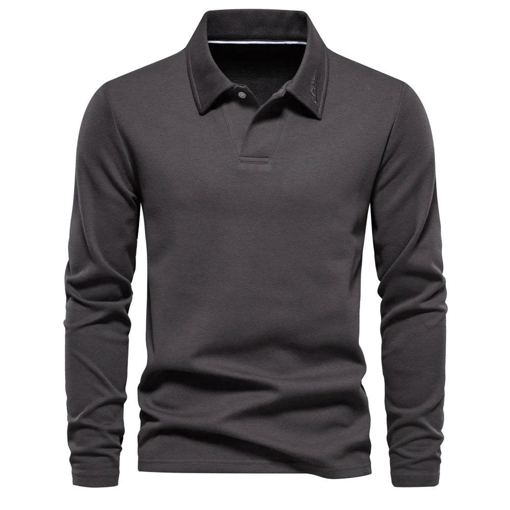 Poloshirt met lange mouwen en klassieke kraag voor heren