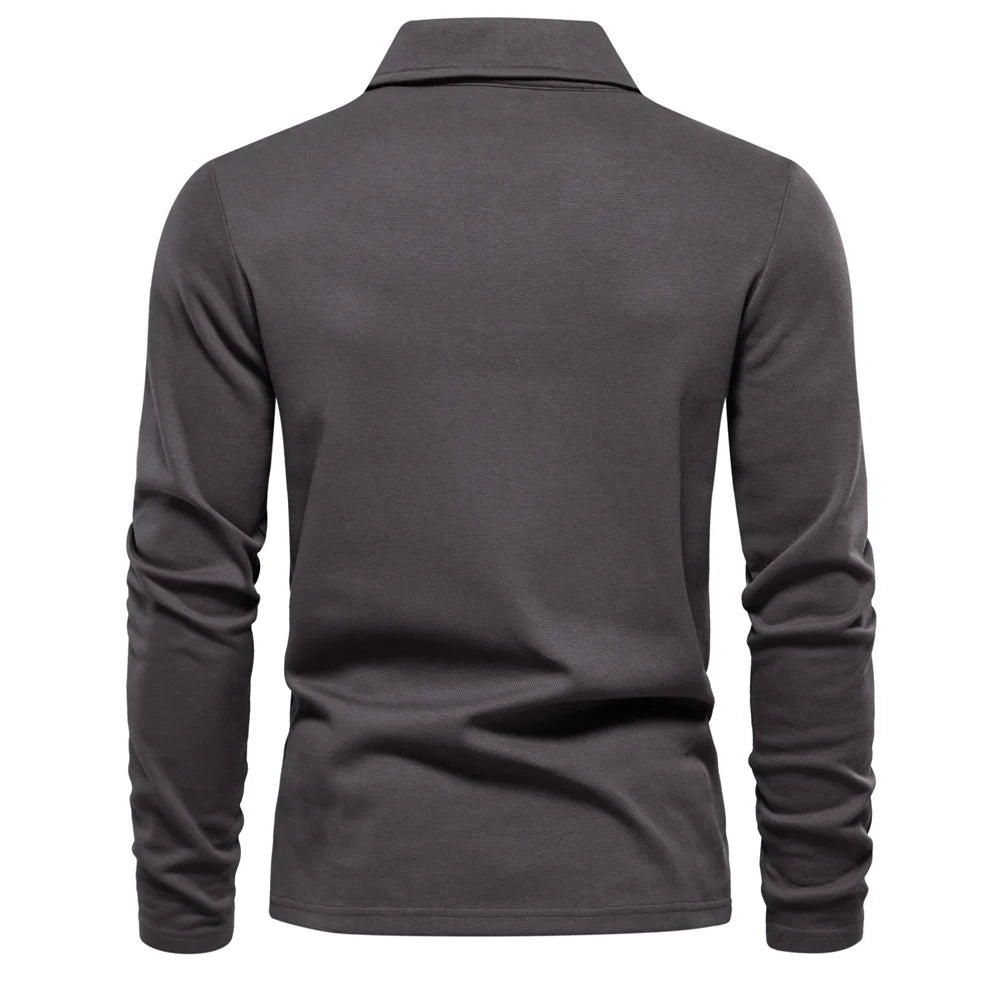 Poloshirt met lange mouwen en klassieke kraag voor heren