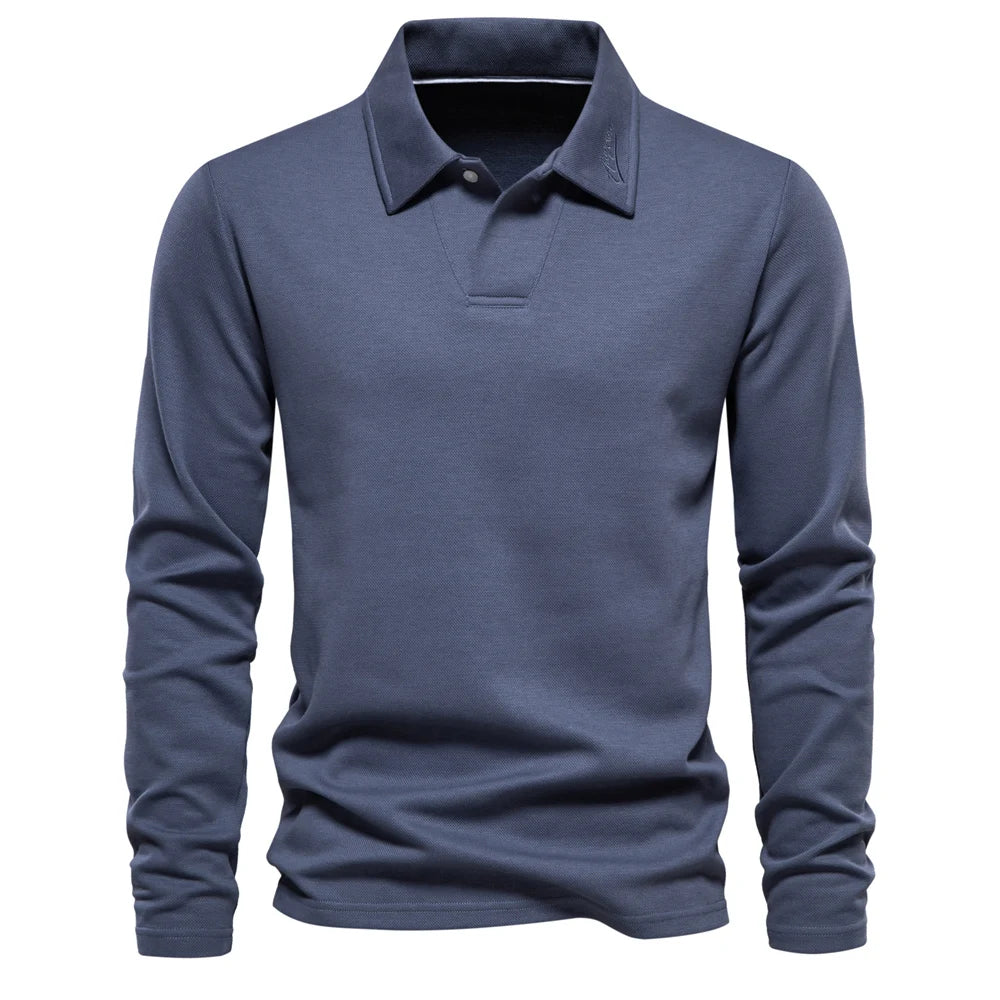 Poloshirt met lange mouwen en klassieke kraag voor heren