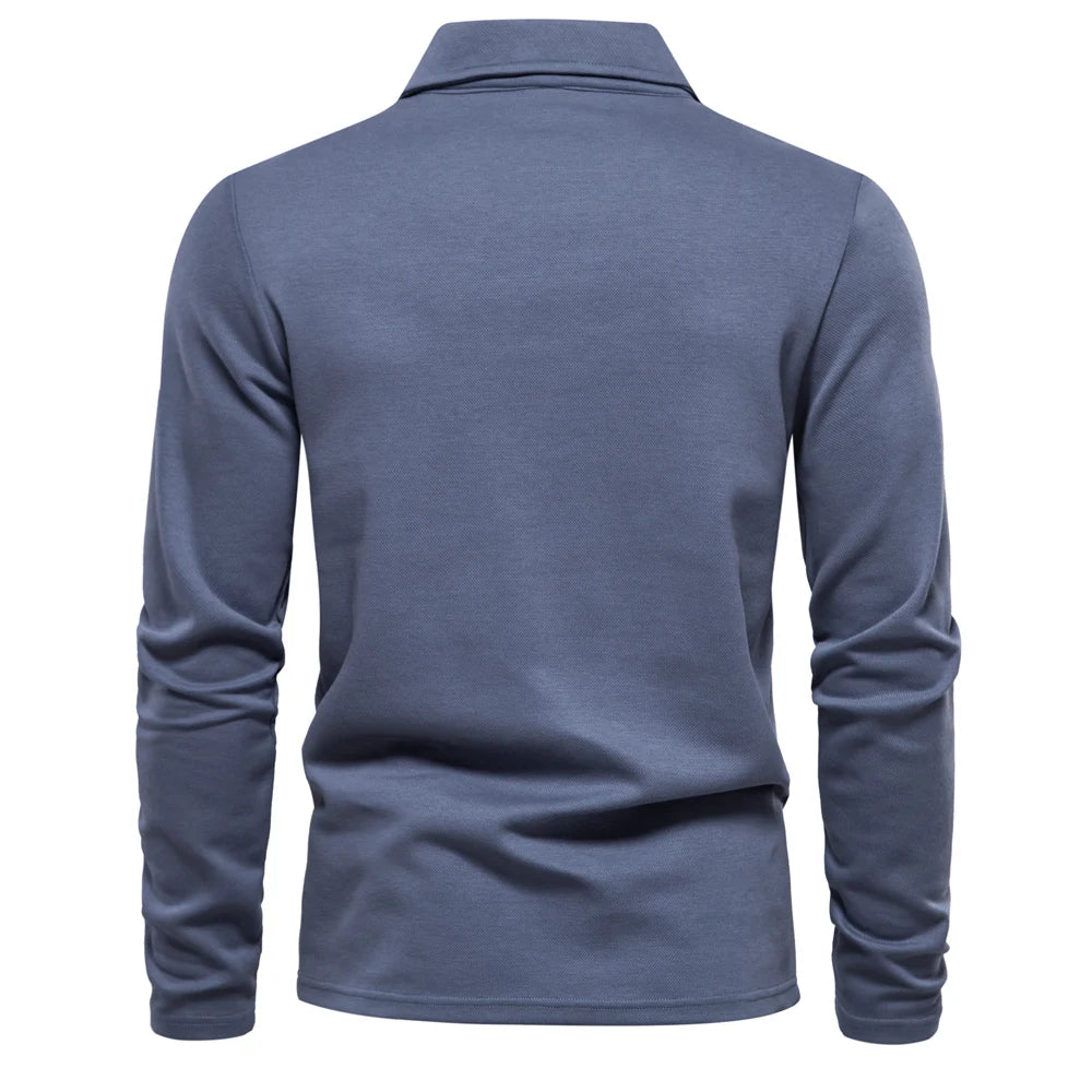 Poloshirt met lange mouwen en klassieke kraag voor heren