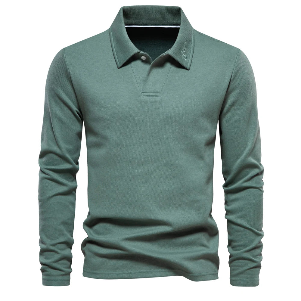 Poloshirt met lange mouwen en klassieke kraag voor heren