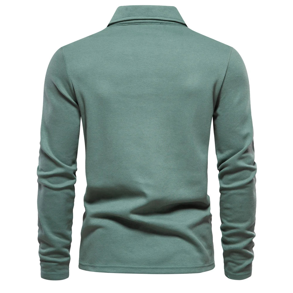 Poloshirt met lange mouwen en klassieke kraag voor heren