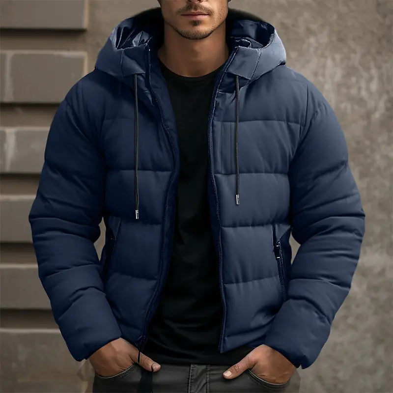 Puffer winterjas met rits en hoge kraag voor heren