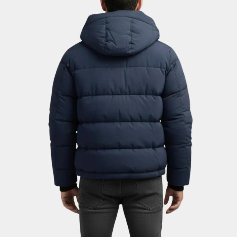 Puffer winterjas met rits en hoge kraag voor heren