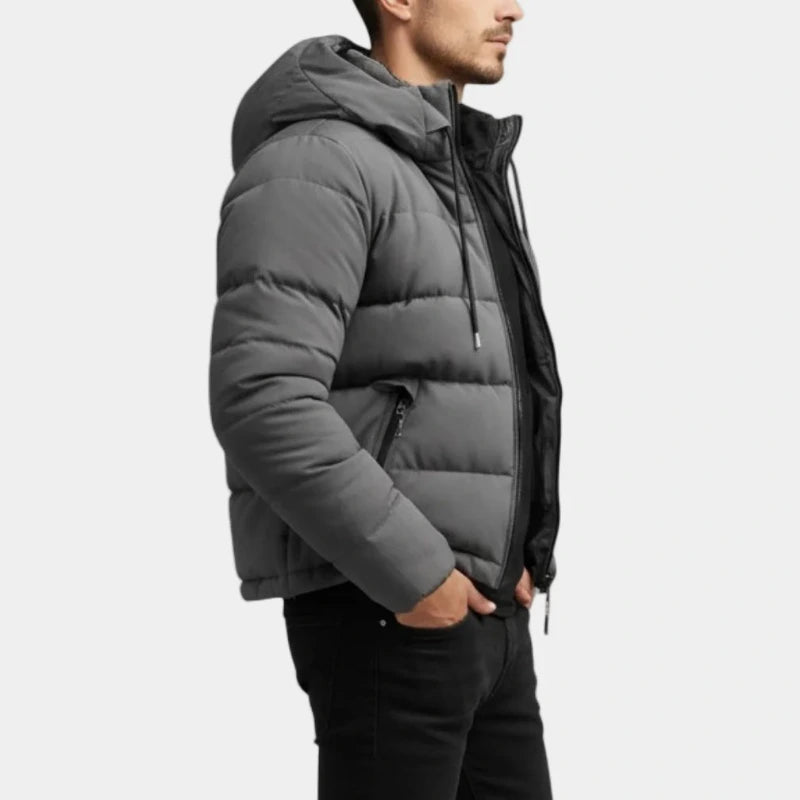 Puffer winterjas met rits en hoge kraag voor heren