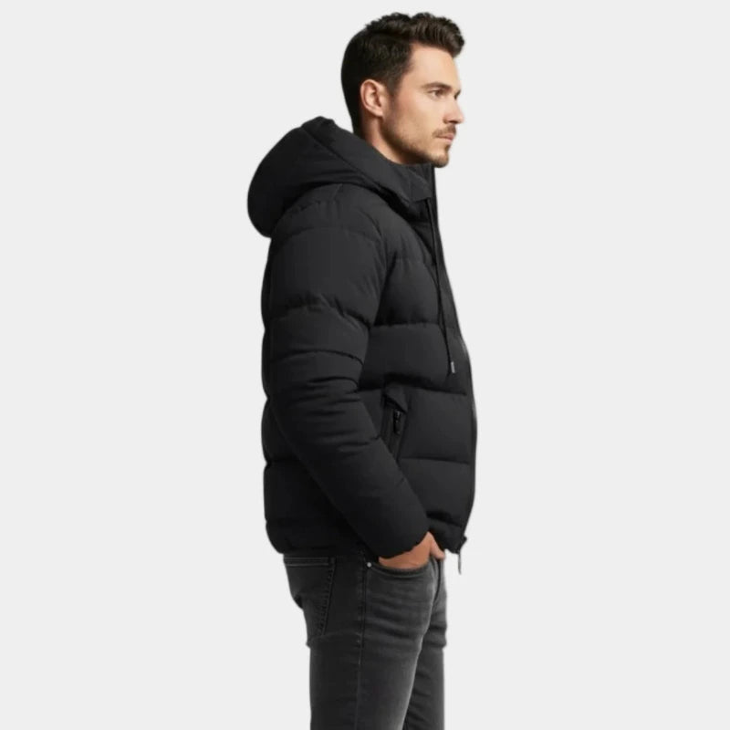 Puffer winterjas met rits en hoge kraag voor heren