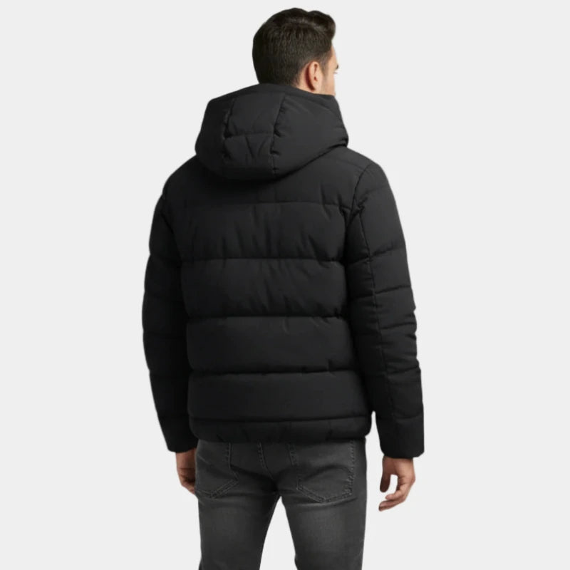 Puffer winterjas met rits en hoge kraag voor heren