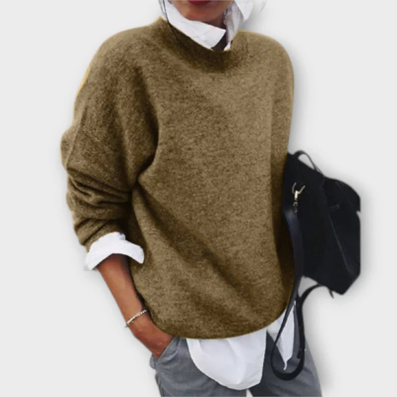 Pullover met ronde hals en losse pasvorm voor dames