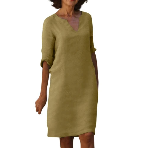 Midi-jurk met V-hals
