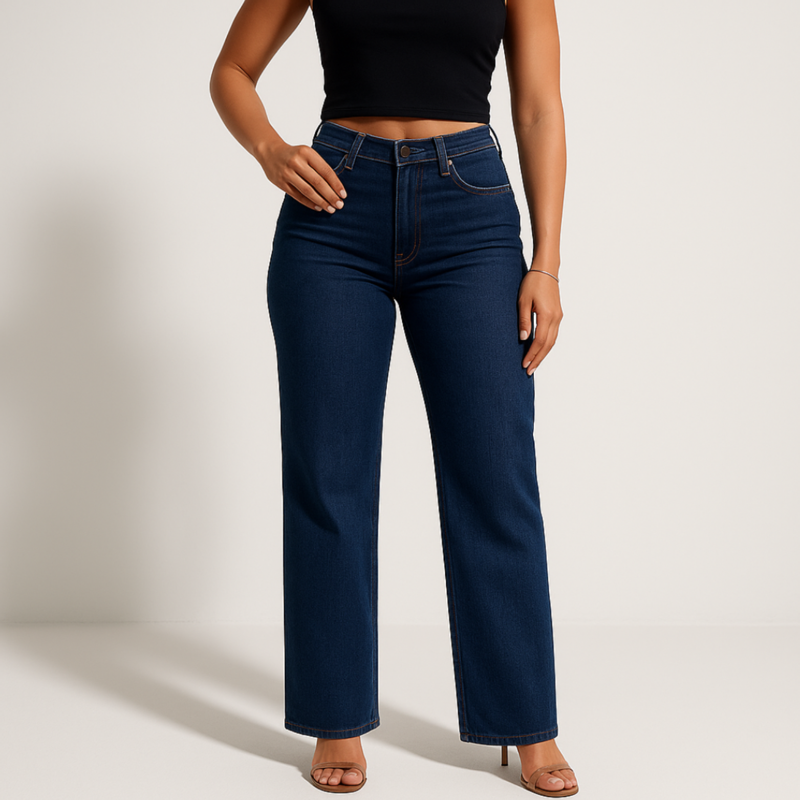 Slim fit stretch jeans met hoge taille voor dames