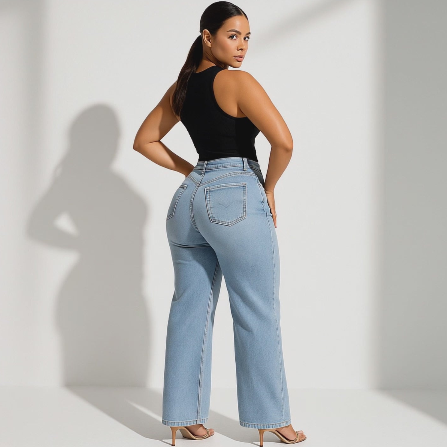 Slim fit stretch jeans met hoge taille voor dames