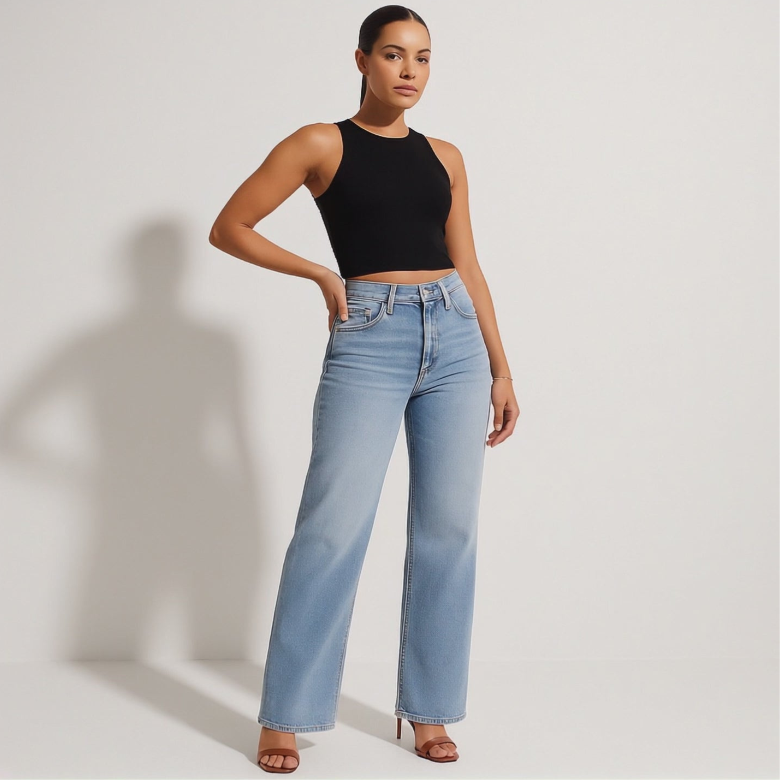 Slim fit stretch jeans met hoge taille voor dames