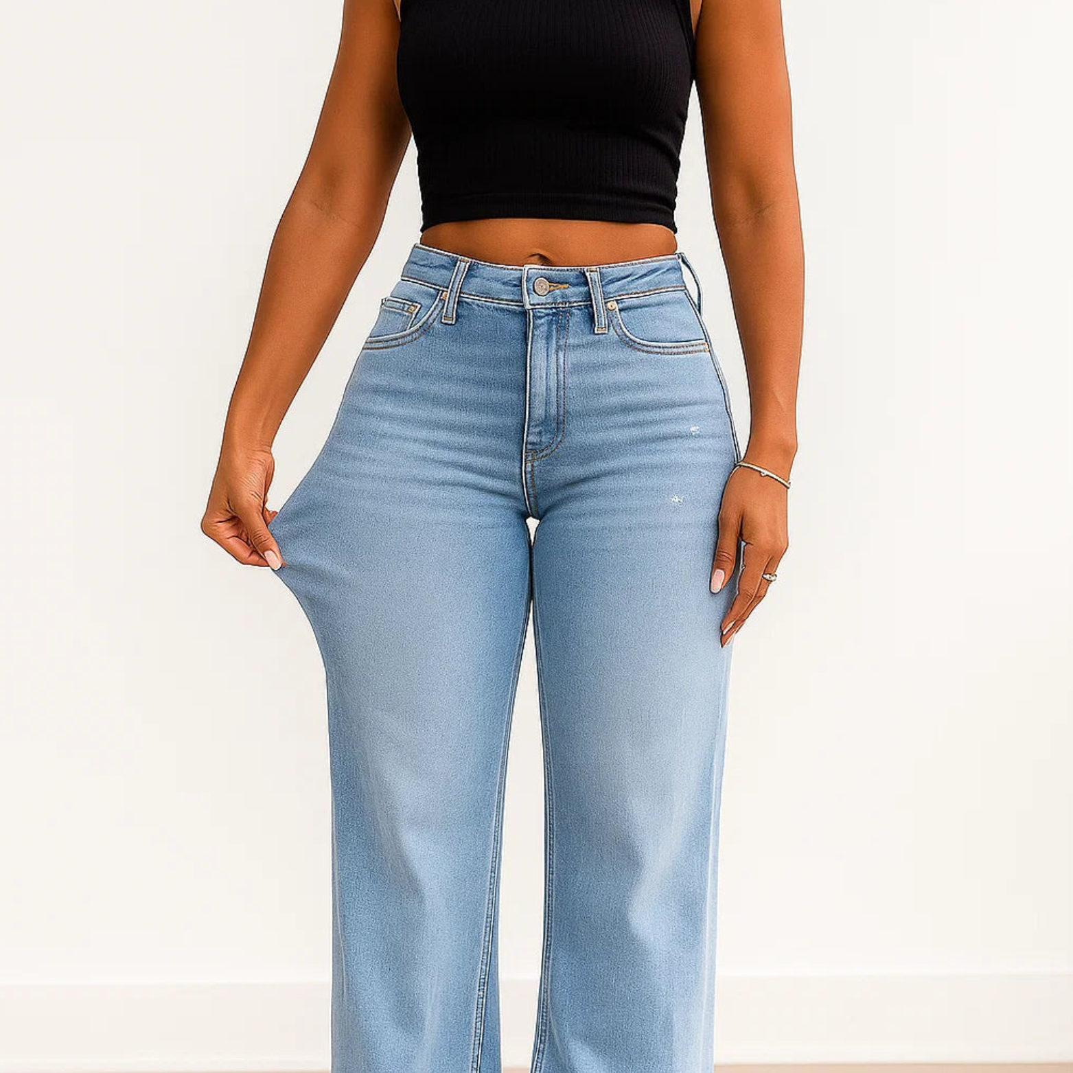 Slim fit stretch jeans met hoge taille voor dames