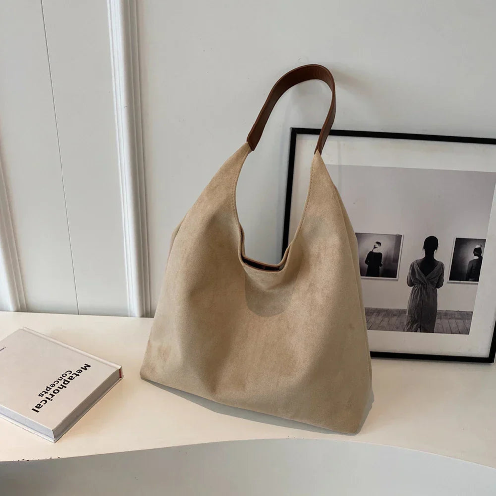 Suède tote bag met ruime binnenkant voor dames