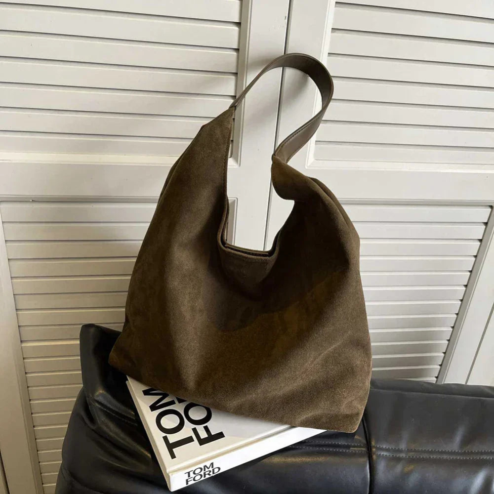 Suède tote bag met ruime binnenkant voor dames