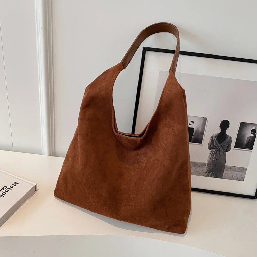Suède tote bag met ruime binnenkant voor dames