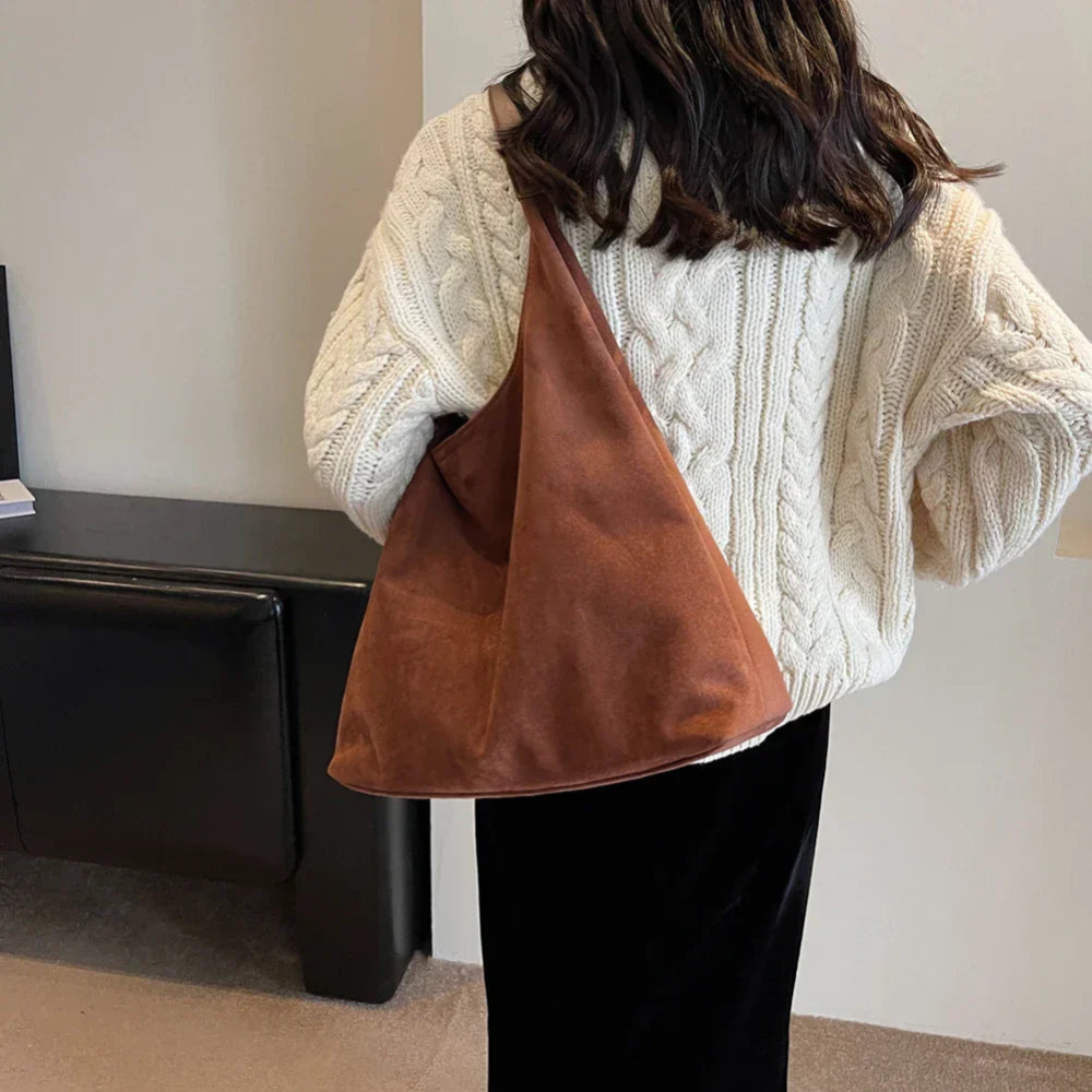 Suède tote bag met ruime binnenkant voor dames