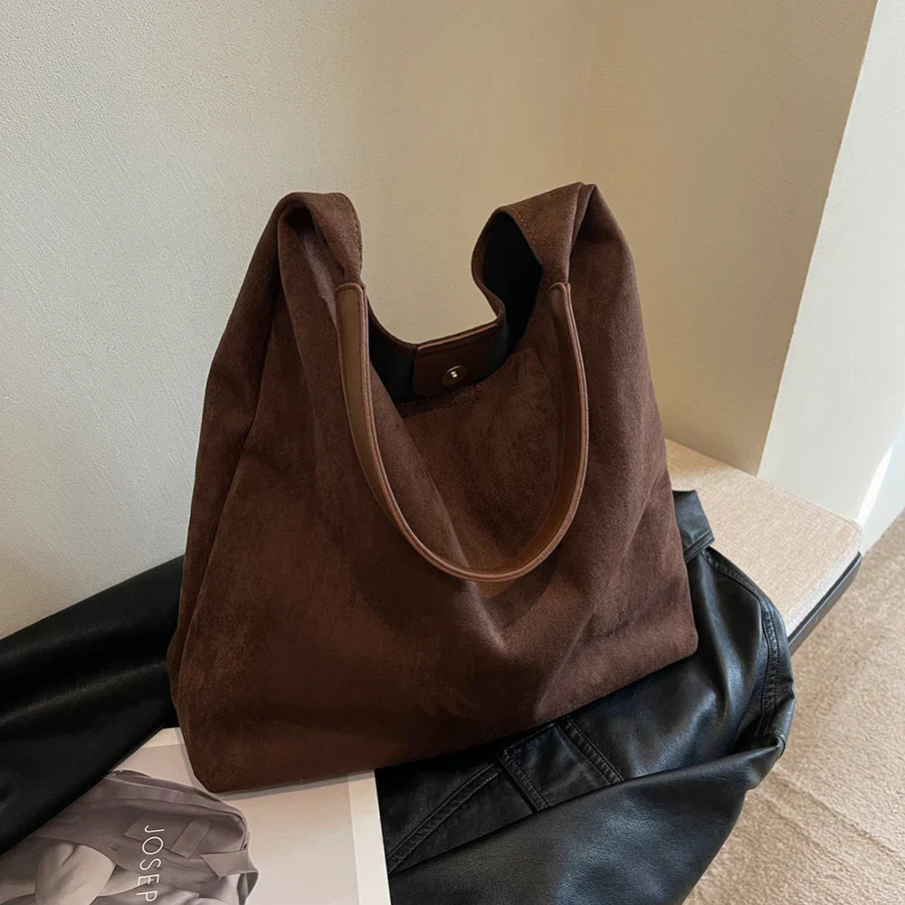 Suède tote bag met ruime binnenkant voor dames