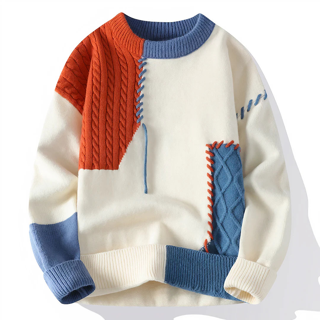Sweater met patchworkdesign voor heren