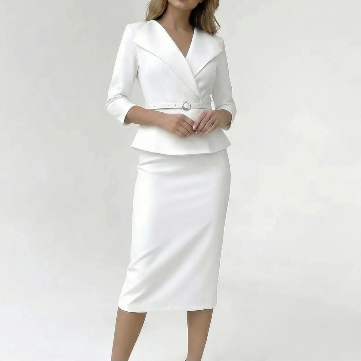 Tweedelig Damespak met Blazer en Midi Rok