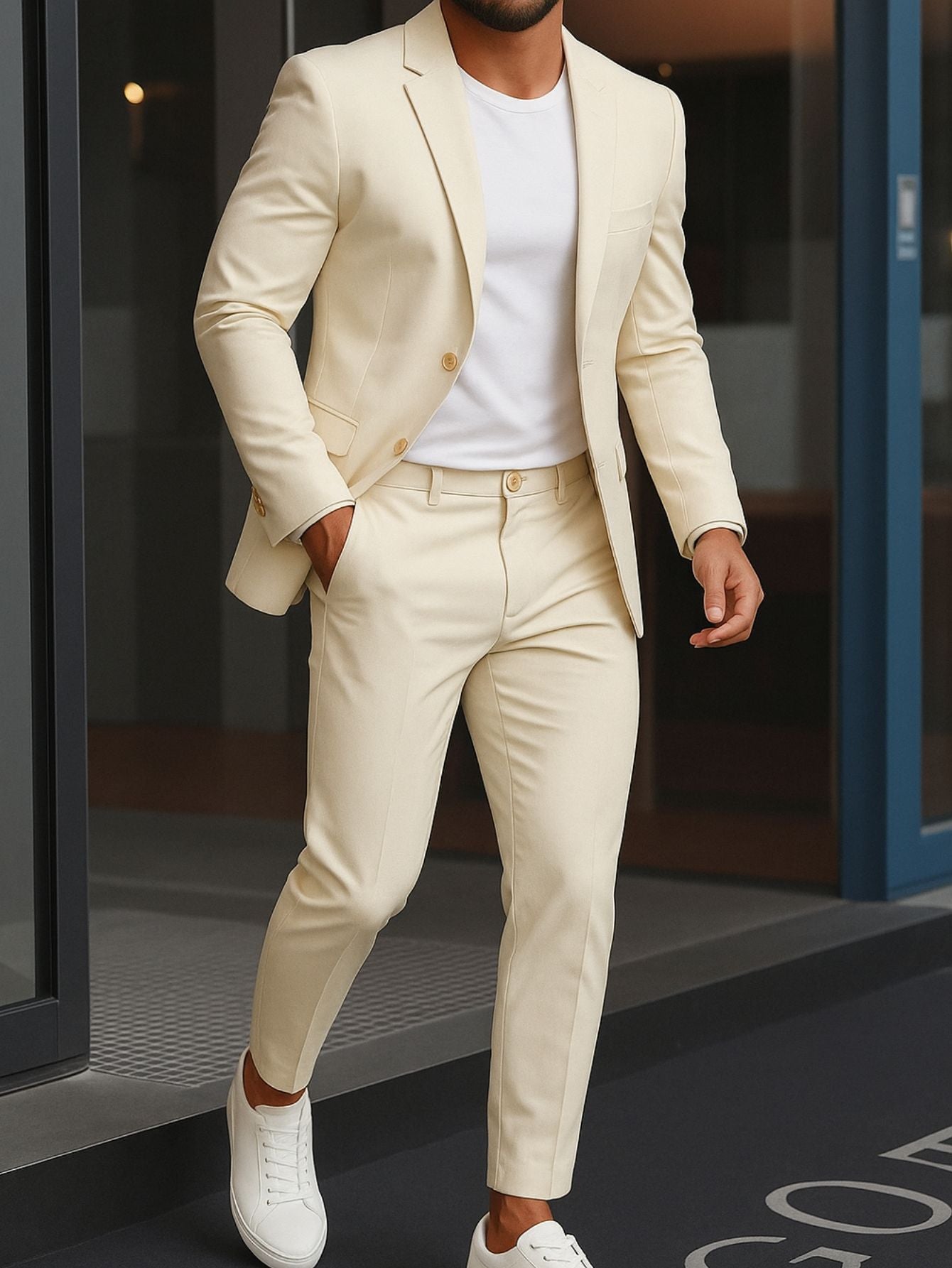 Tweedelig herenpak met blazer en broek