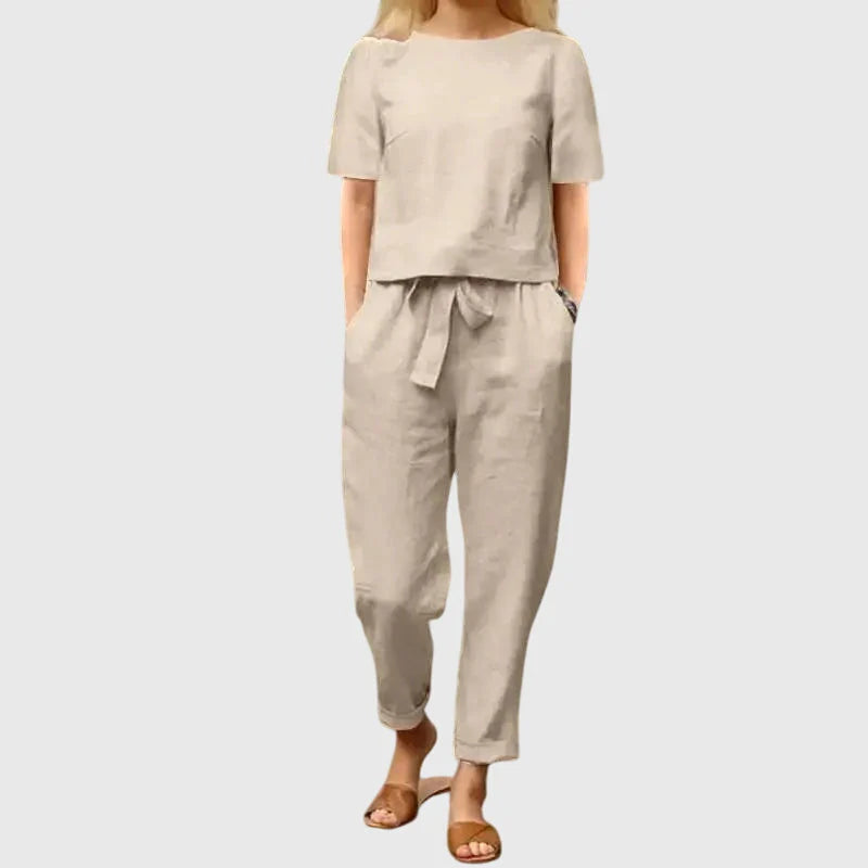 Tweedelige Dames Linnenmix Zomerset met Top en Broek