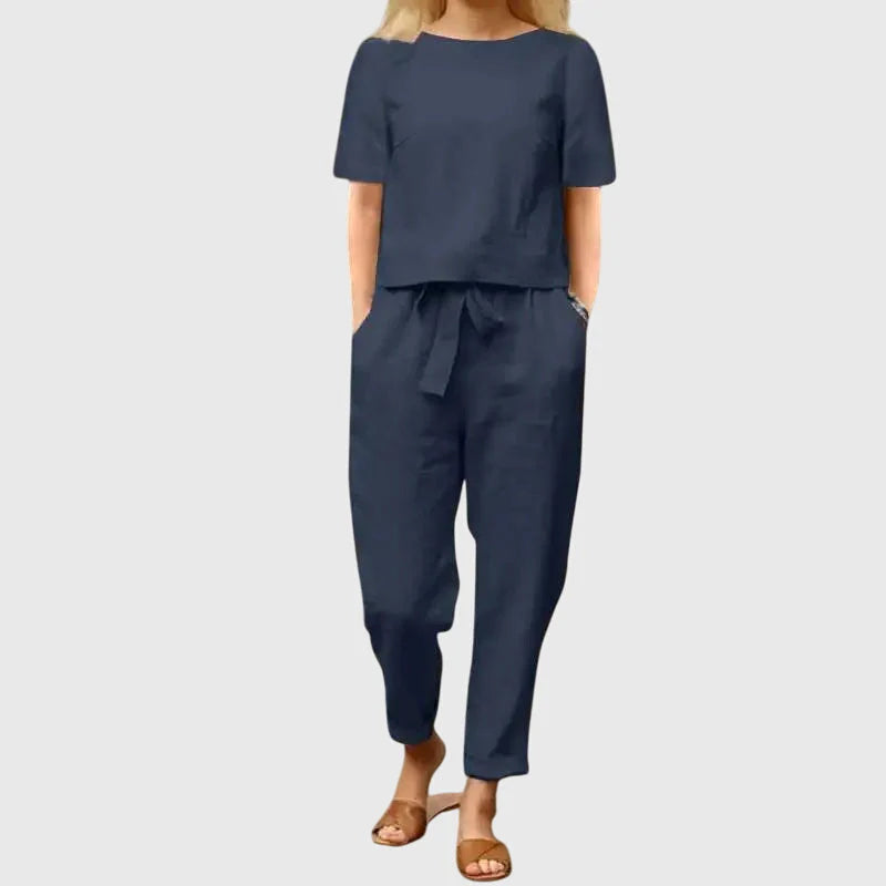 Tweedelige Dames Linnenmix Zomerset met Top en Broek
