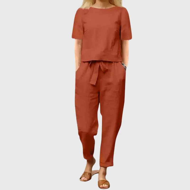 Tweedelige Dames Linnenmix Zomerset met Top en Broek