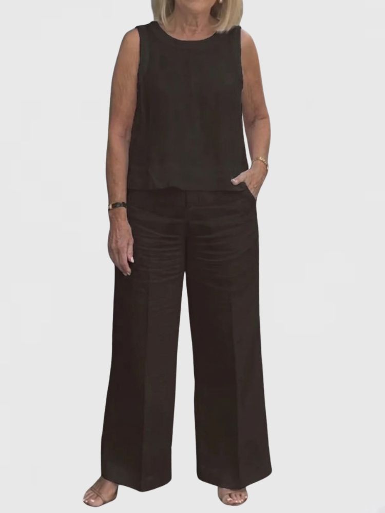 Tweedelige Dames Zomerset met Mouwloze Top en Wijde Broek