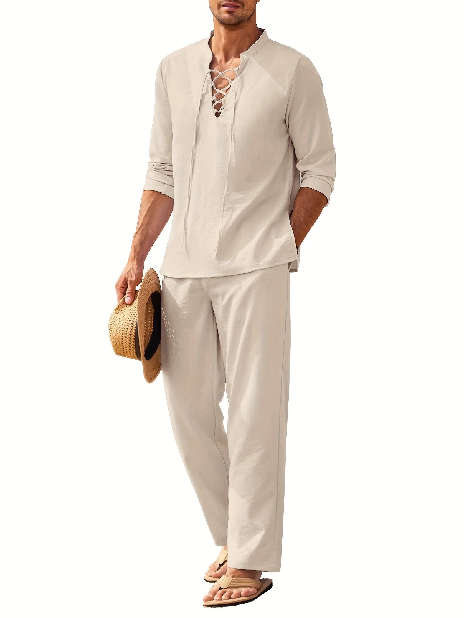 Tweedelige Heren Linnen Zomerset met Shirt en Broek