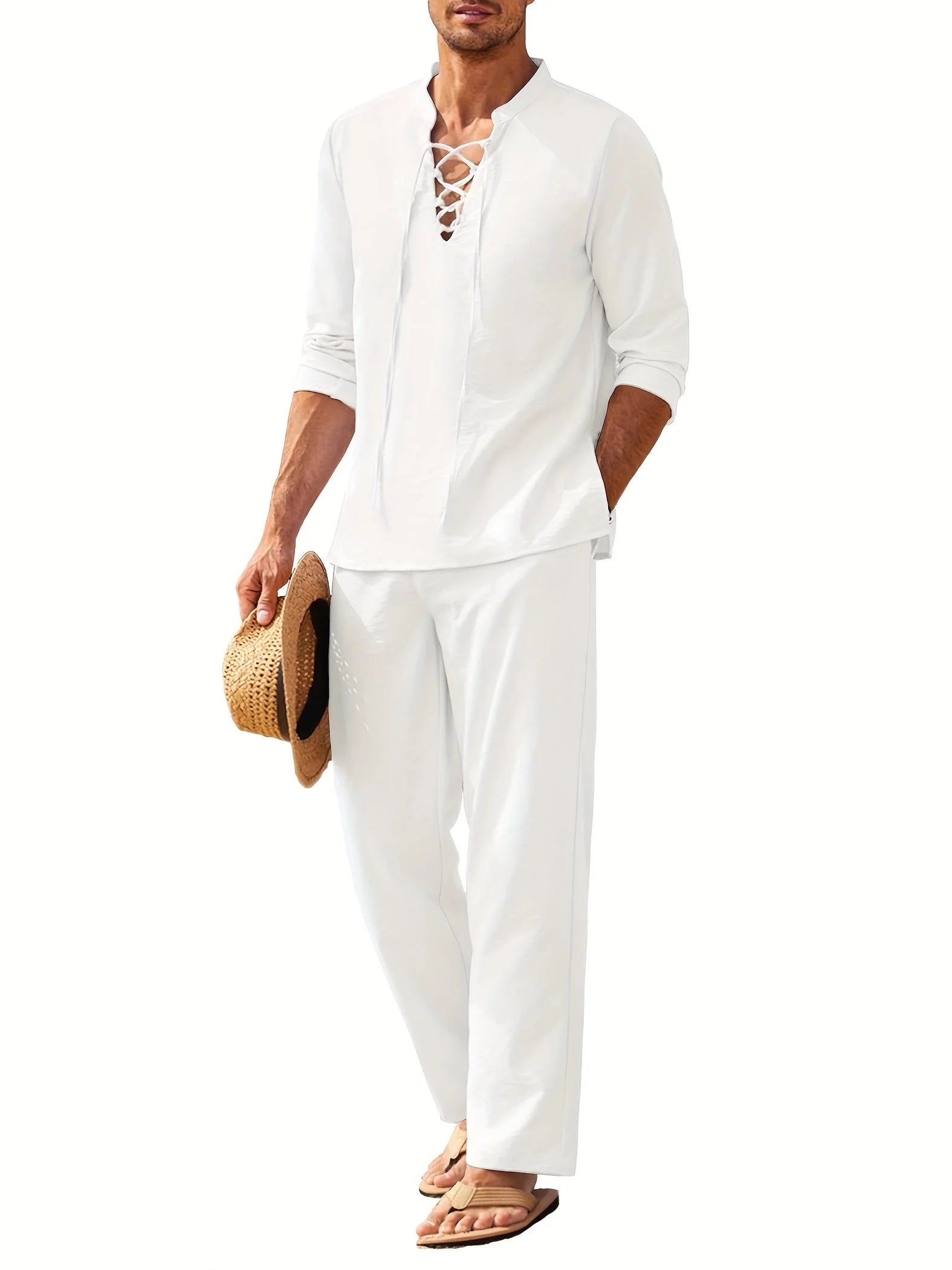 Tweedelige Heren Linnen Zomerset met Shirt en Broek