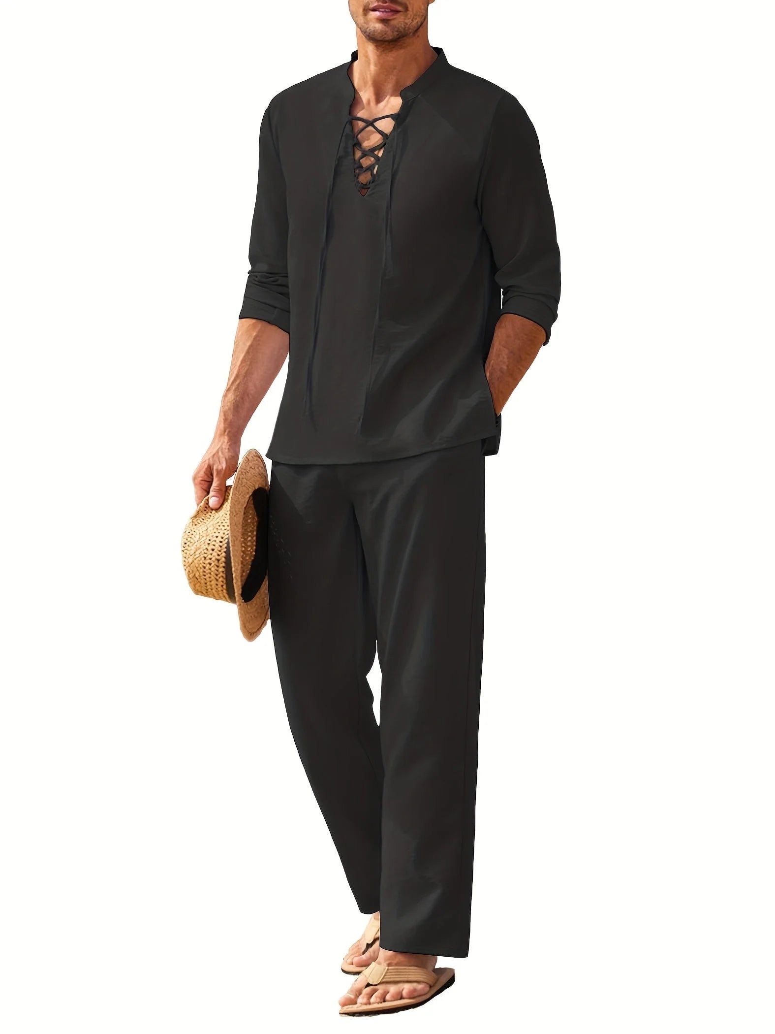 Tweedelige Heren Linnen Zomerset met Shirt en Broek