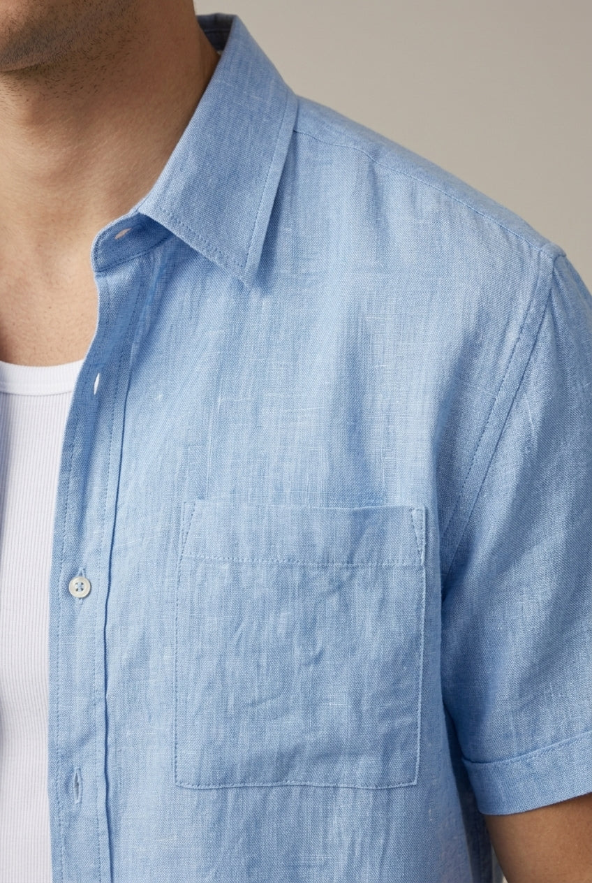 Tweedelige Heren Linnenmix Zomerset met Overhemd en Korte Broek