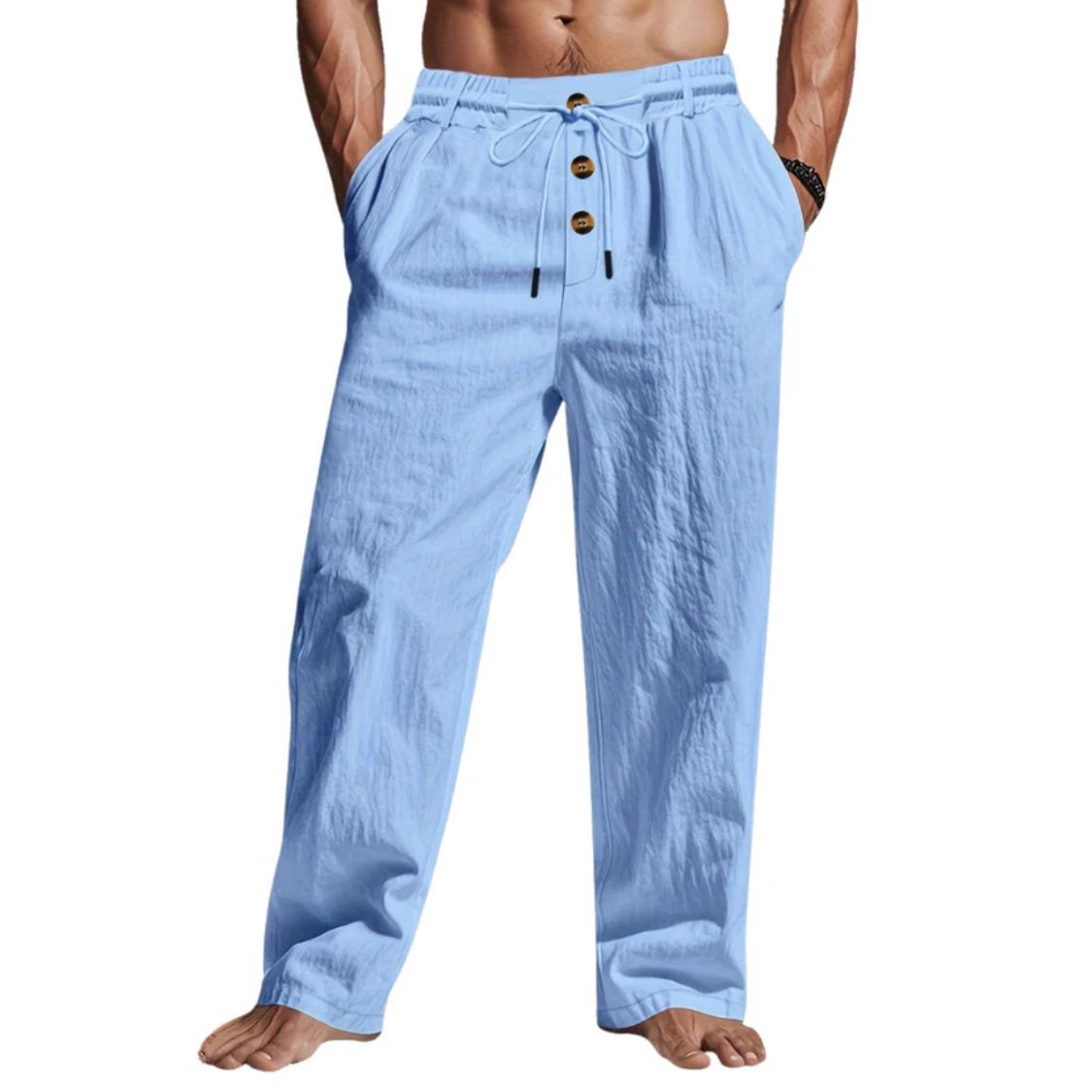 Zomerbroek Heren met Trekkoord en Knoopsluiting