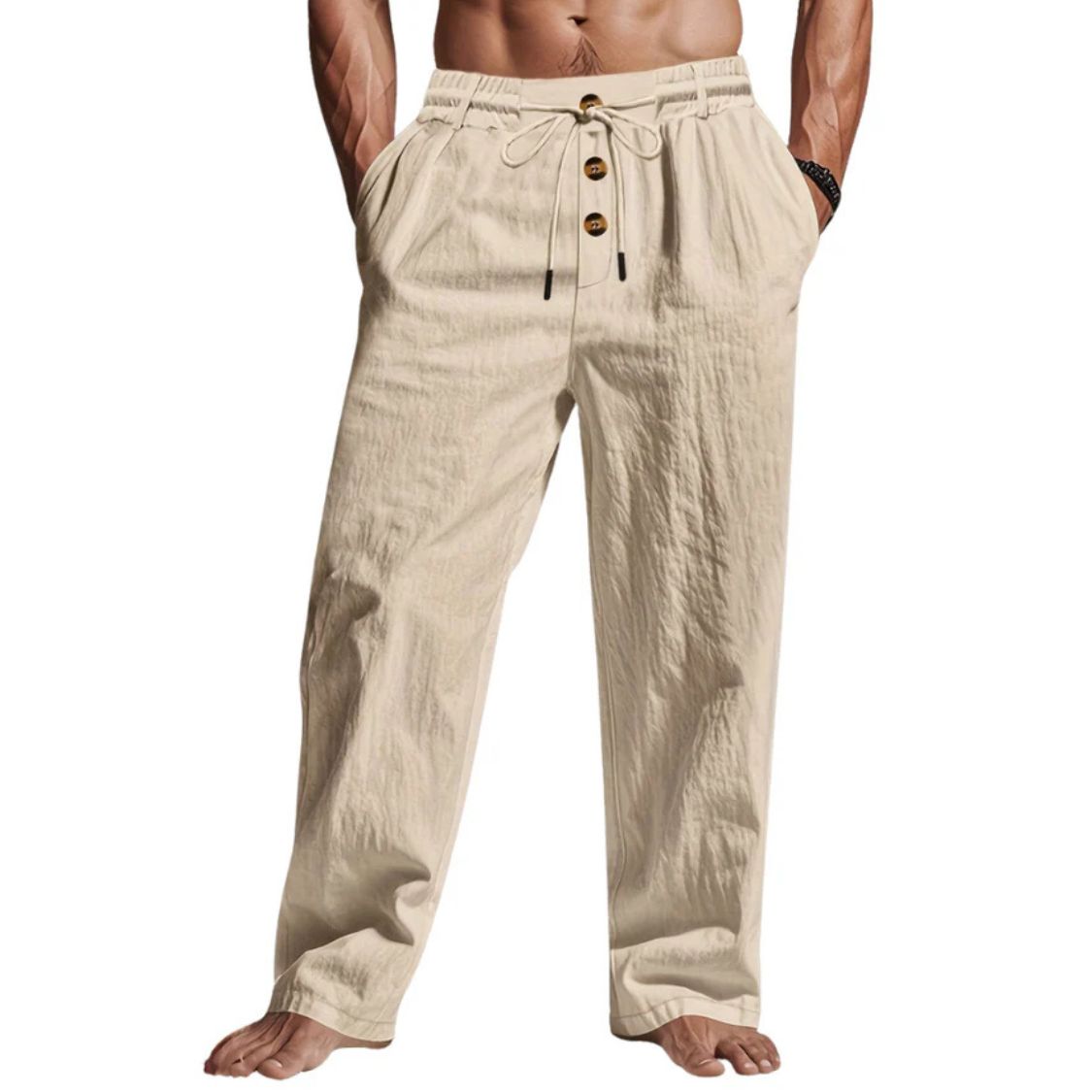 Zomerbroek Heren met Trekkoord en Knoopsluiting