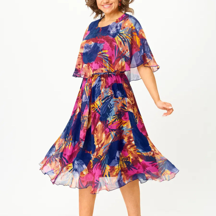 Zomerjurk met Print en Wijde Mouwen
