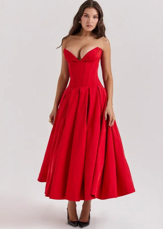 Isabella Strapless Jurk – Zwarte A-lijn jurk zonder bandjes
