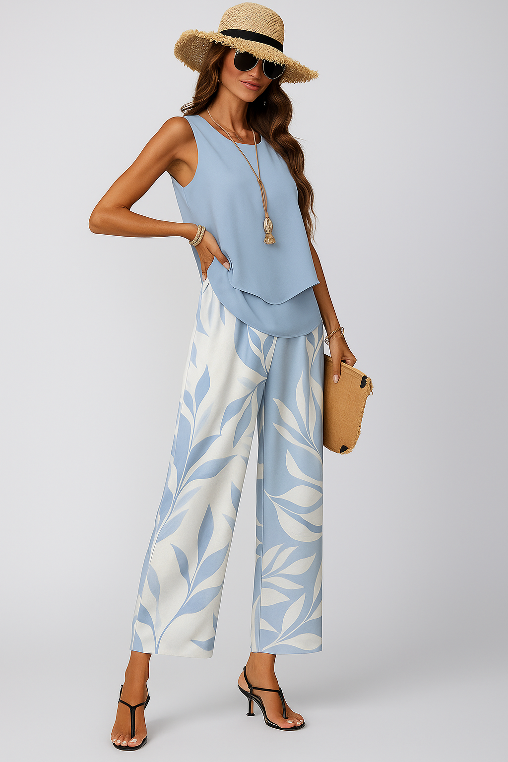 Luchtige 2-delige zomerset dames met wijde broek & top